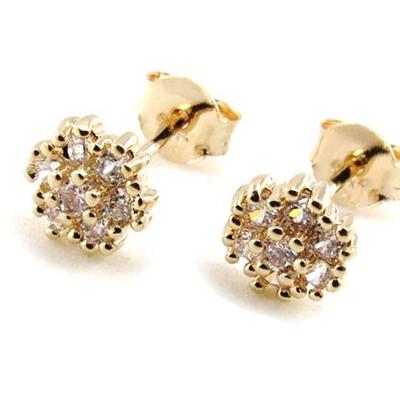 [J0188] - Σκουλαρίκια Επίχρυσα 'Θεά' λευκό χρυσό - 6 χιλ.