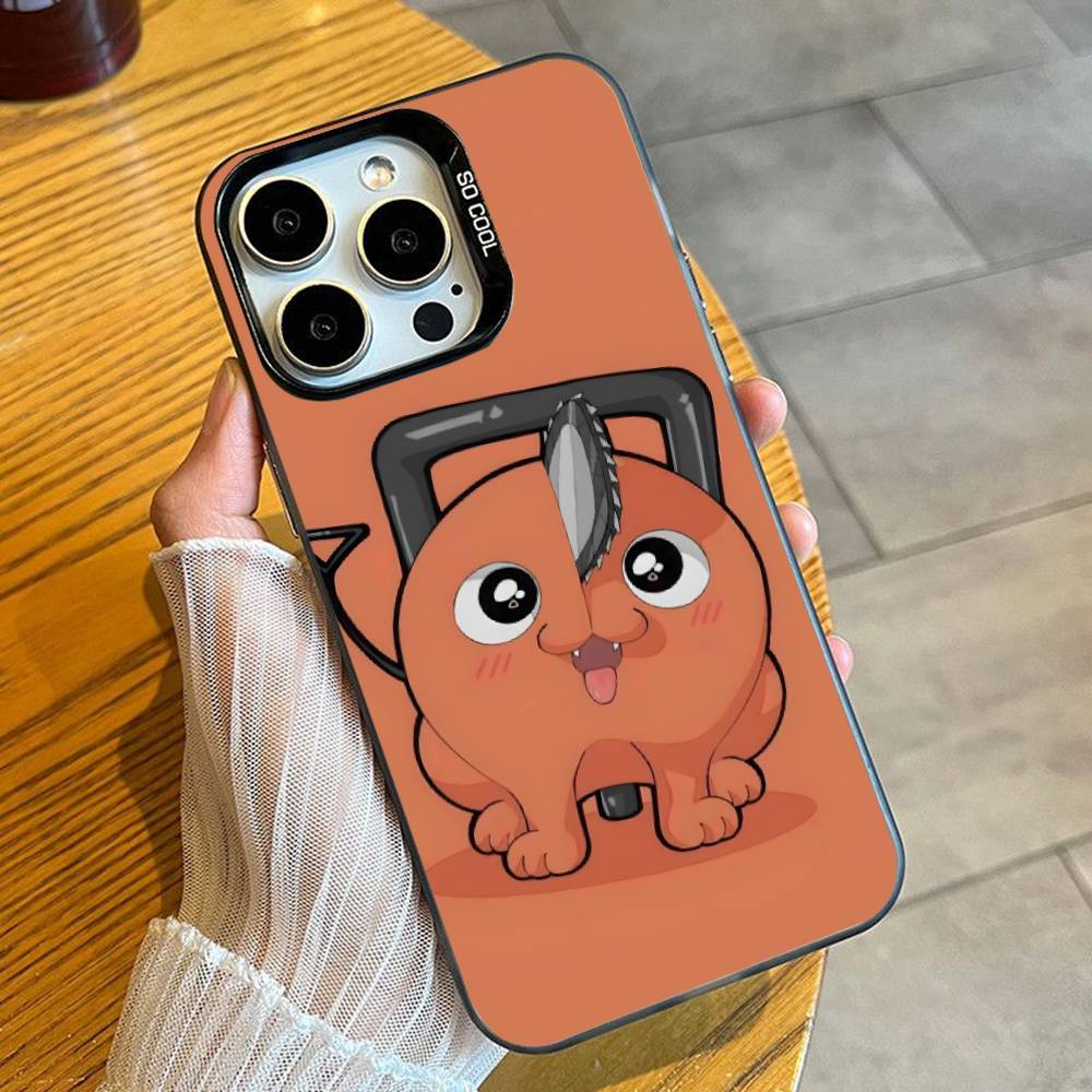 

Anime Cute P-Pochita Phone Case For iPhone 16 17 15 14 12 13 Pro Max Black Candy Matte Shockproof Cover iPhone14ProMax