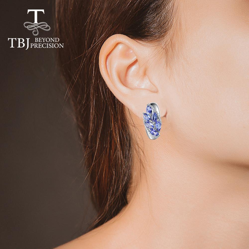 100% přírodní 3,5ct tanzanit drahokam zapínání dámské náušnice pravý drahokam 925 mincovní stříbro jemné šperky pro ženy pěkný dárek