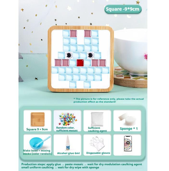 Bamboo Mosaic DIY Coasters Handmade Creative Material for Cup Tableware Mat Tray Placemat Mosaic Crystal Craft Tool Kit Kid Gift