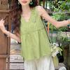 Women Lace Patchwork Casual V-Neck Sleeveless Tank Tops