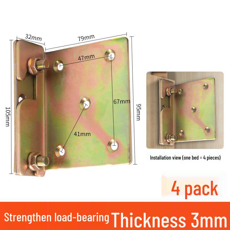 Heavy-Duty Bed Corner Bracket & Hook Fastener Set with Latch and Hinge