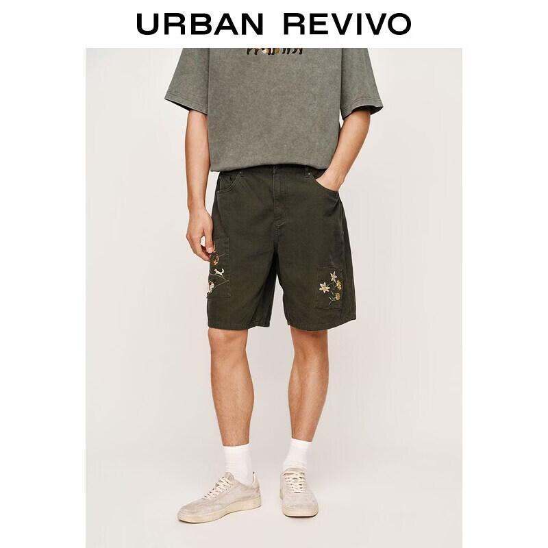 UR2026 Men s Retro Embroidered Denim Shorts 34
