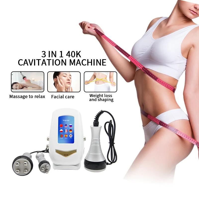 40K 3 in 1 Ultrasonic Body Shaping Instrument Negative Pressure Slimming Massage Facial Care Salon Home Use Portable Easy Operation bianco