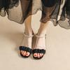 One-word Pearl Sandals Women's Simple Niche Leaky Toe Sandals Low-heeled Single Shoes