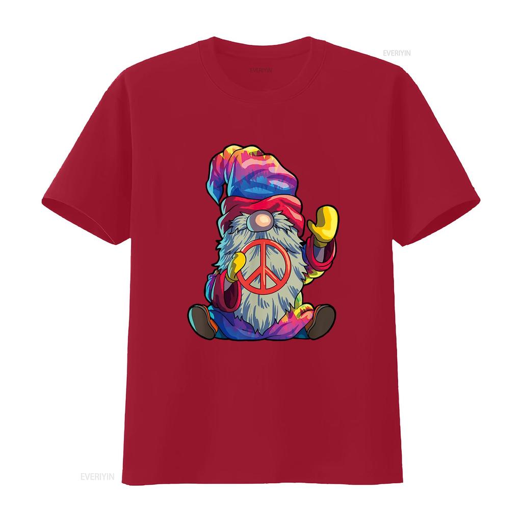 Hippie Gnomes T Shirt Tie Dye Peace vintage Washed homme graphic Top For Everyday Wear Unisex fashion Casual Versatile Slightly