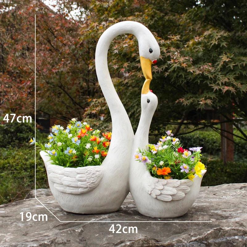 Декоративный садовый лебедь для цветов Мультяшное животное Смоляные кашпо Ландшафтный дизайн Питомник Декор Аксессуары светодиодная вывеска 1300*800*700MM