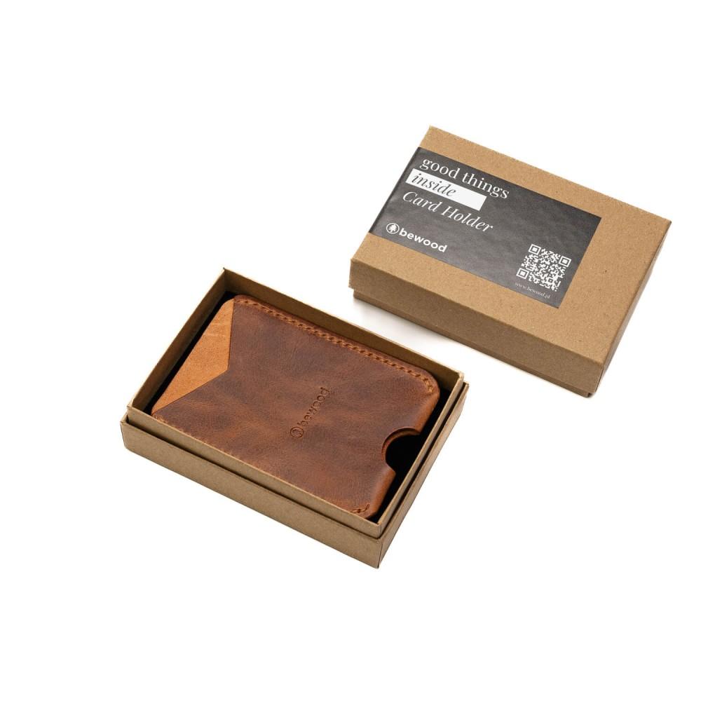 Bewood Classic Leather Card Case - Cognac