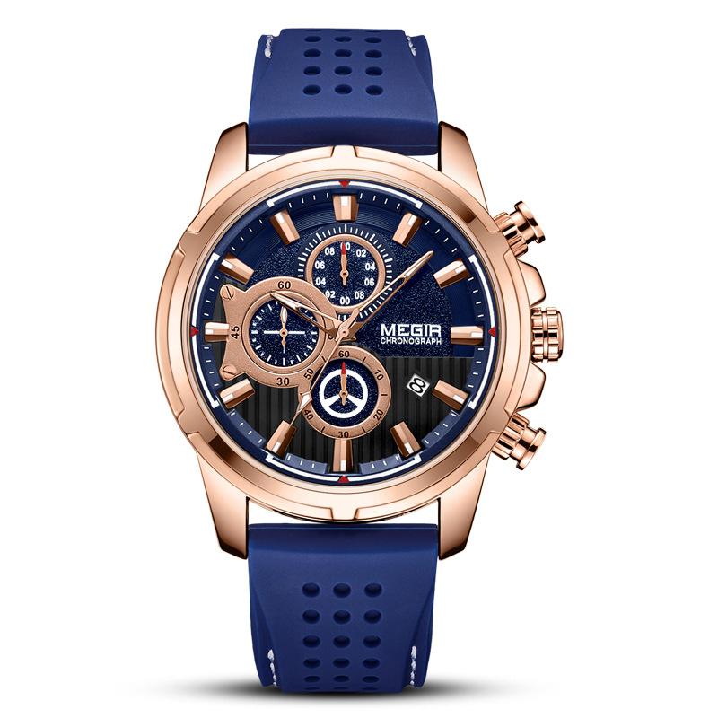 Meigel Watch Men's Chronograph Dial Silicone Sports Men's Watch