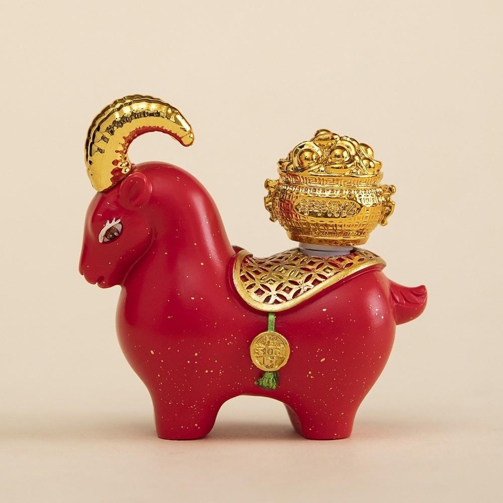 360 Degree Rotatable Lucky Sheep Figurine Gourd Resin Figurine Wealth Goat Statue  Desktop Ornament