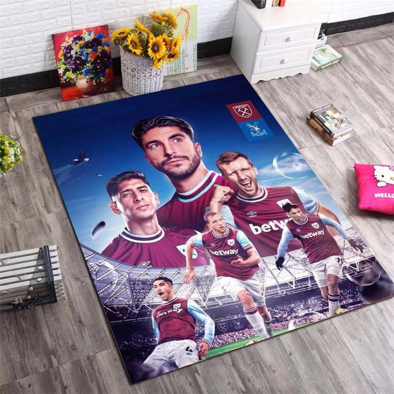 Tappeto Antiscivolo Logo Stadio West Ham United Zerbino da Pavimento Calcio Tappeto Morbido per Soggiorno Camera da Letto Decorazione per Tifosi Regalo per Sostenitori