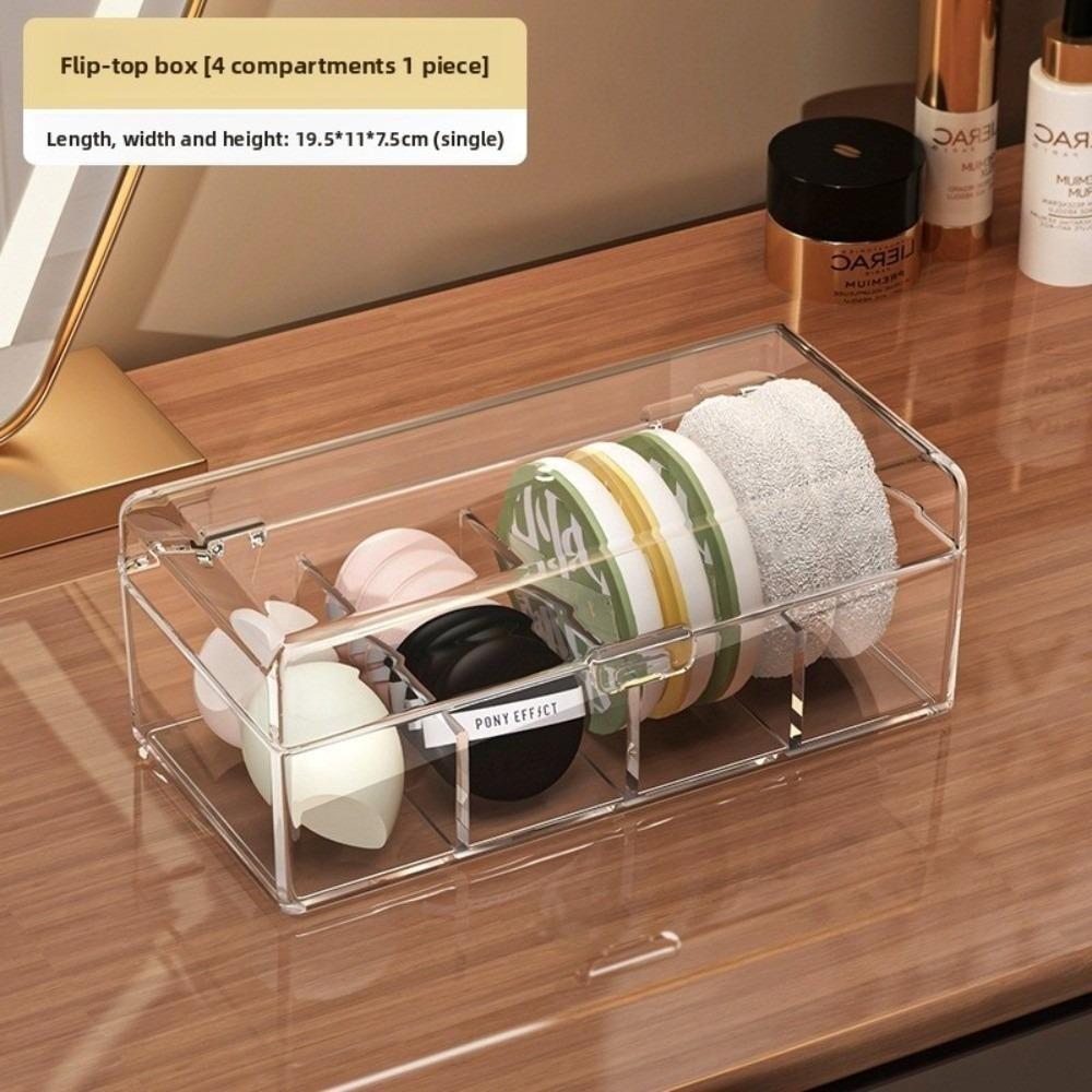 Clear Makeup Sponges Organizer Acrylic Puff Storage Case Portable Makeup Brushes Storage Box