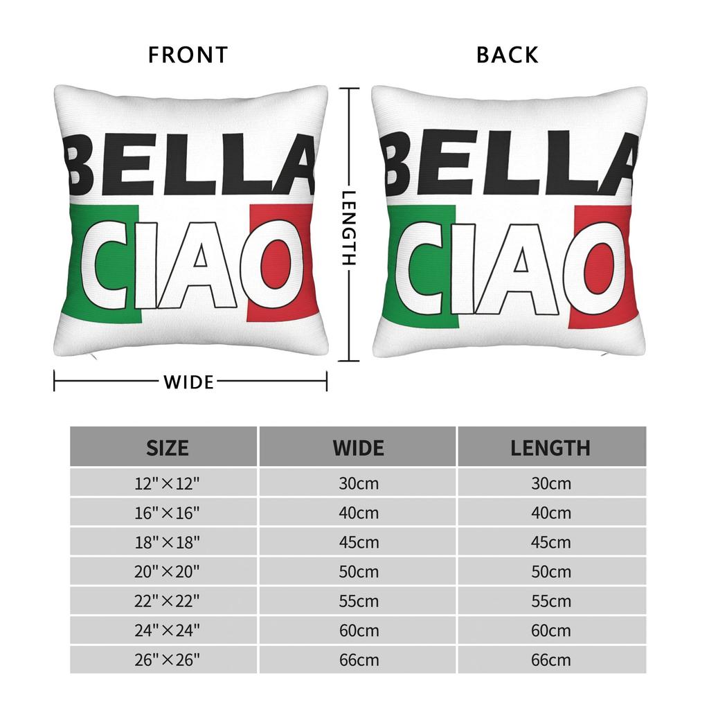 Bella Ciao Italia Pillow Cover Graphic Cushion Cover Cute Funny Pillow Case For Sofa Couch Bed Living Room