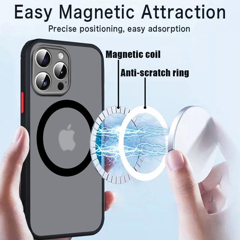 For Magsafe Luxury Armor Matte Phone Case For iPhone 16 14 13 11 12 15 Pro Max Plus XS Max XR X Magnetic Wireless Charge Cover