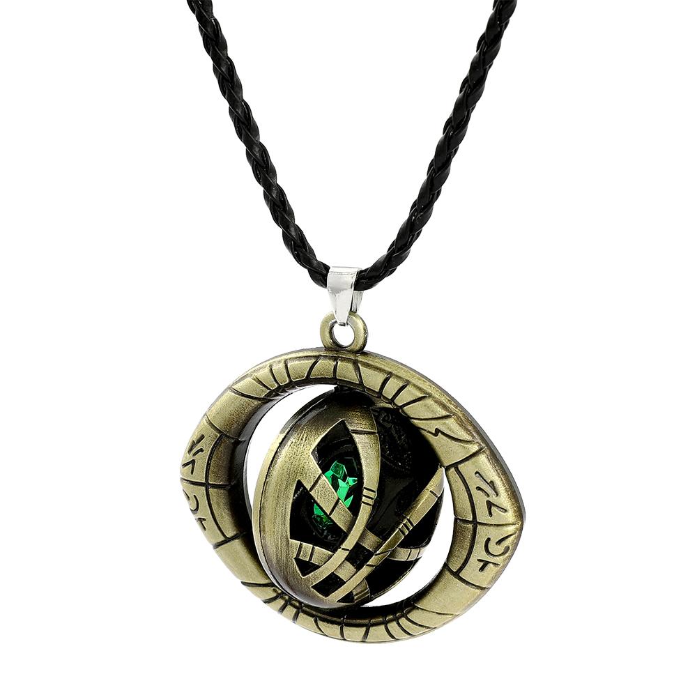 Strange Necklace Men Doctor Strange Infinity Time Stones Eye of Agamotto Rotatable Necklace Keychain