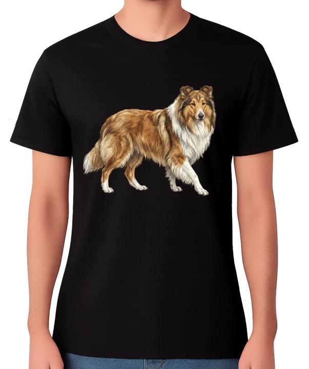 Rough Collie Dog T-Shirt Realistic Collie Breed Pet Lover Graphic Unisex Tee XXL