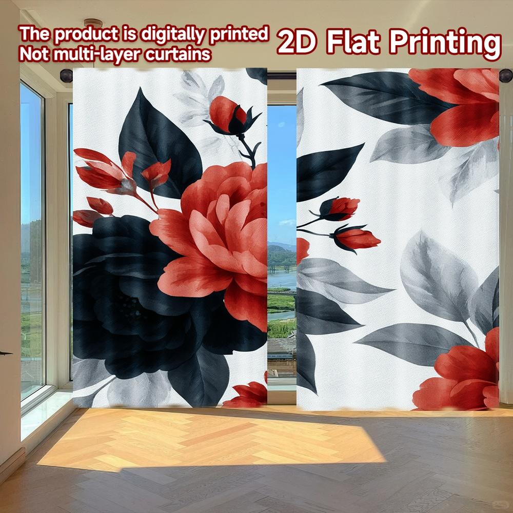 

2D FLAT PRINTING 2pcs Curtains (Without Rod) Floral Spring Design(7) Saint Patrick is Day Festival Chic Print Curtains Versatile 100*130 Rod Pocket 1pcs