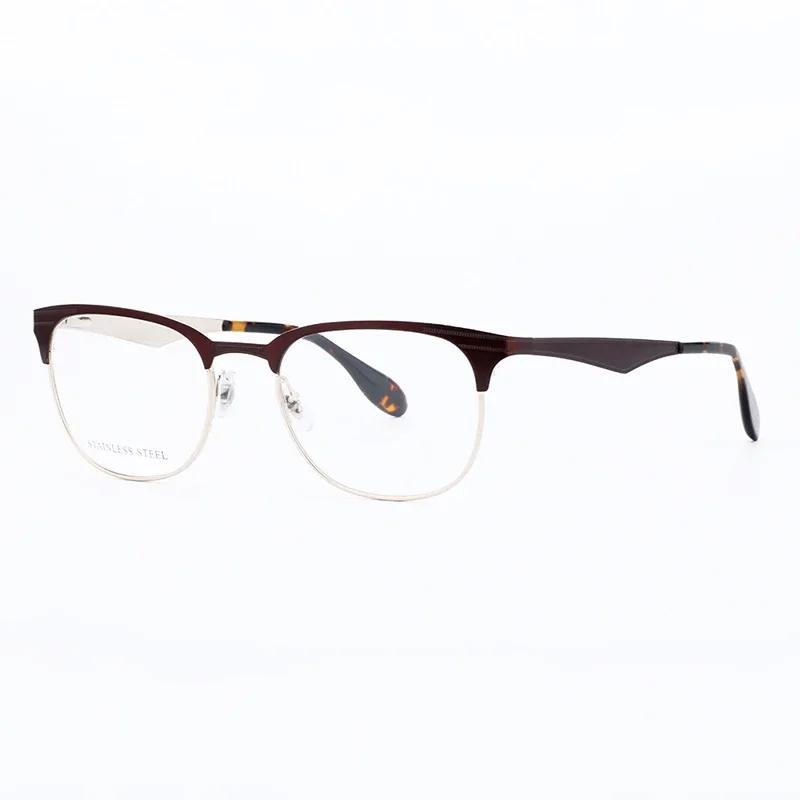 New Arrival Frame Men's Fashion Eyeglasses Male's Myopia Big Eye Glasses Striped Stainless Steel Eyewear