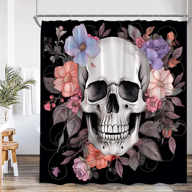 

Ужас Хэллоуин Занавески для душа Тыква Скелет Черный ворон Кот Замок Череп Набор занавесок для ванны Домашний декор для ванной комнаты с крючками 90x180cm-35x70in