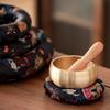 Donut Shape Dragon Design Singing Bowl Mat Nepalese Wooden Fish Coaster Sound Copper Out Mat  Yoga