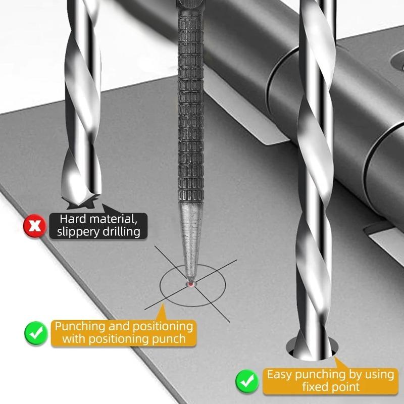 4Pcs Automatic Center Punch Spring Loaded Positioning Tools For Metal Wood Drilling Hole Marking High Hardness Steel Hand Tools