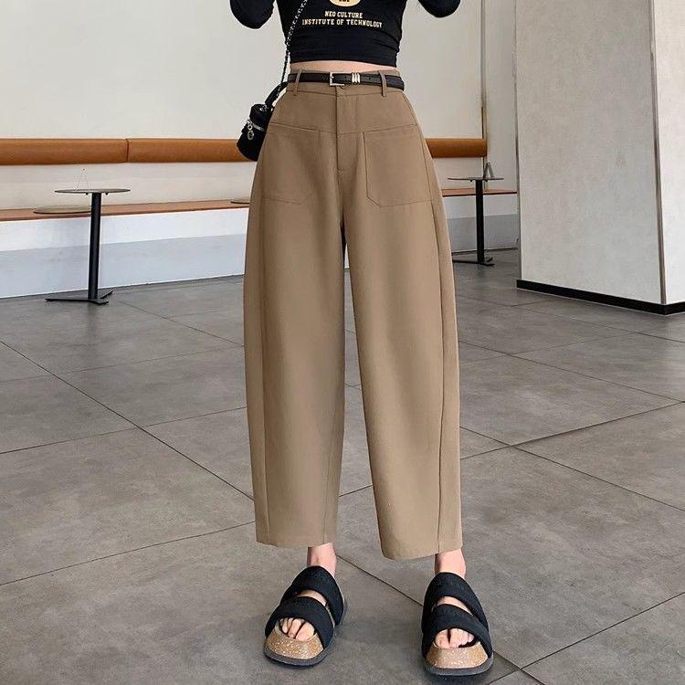 

Gray Loose-Fit Harem Pants for Women with Large Pockets - Versatile Cropped Carrot Style for Petite Figures L хаки
