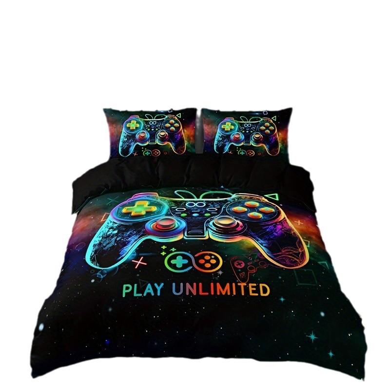 Spielkonsole Bettbezug Set Für Jungen Mädchen Kinder Weltraum Galaxie Gaming 3 Teile Mikrofaser Gamer Bettwäsche Teenager Bettdeckenbezüge