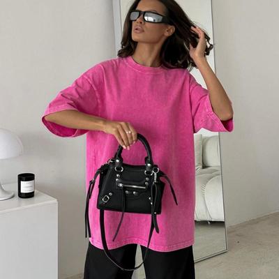 Hirsionsan Acid Wash Washed T Shirt Women Vintage T-shirts Streetwear Soft Mineral Tees Shirts Girl Loose Luxury Brand Tops