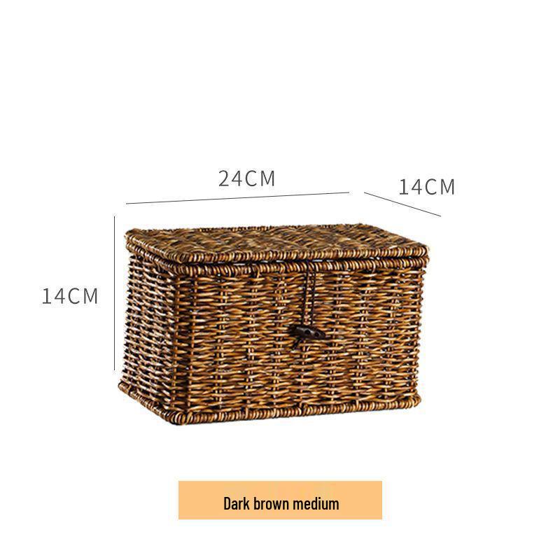 Nordischer Stil Imitation Rattan Aufbewahrungsbox mit Deckel - Schlafzimmer Kleiderorganizer