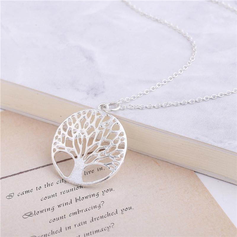 

Круглое полое ожерелье с деревом желаний, цепочка для свитера, ювелирные украшения в скандинавском стиле, аксессуары серебряный