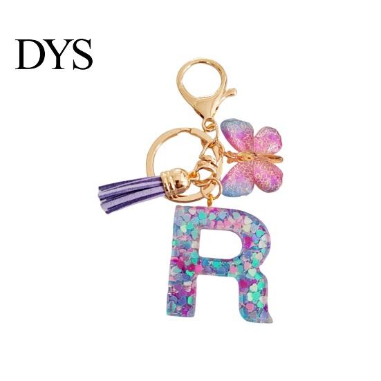 Mobile Phone Charm Butterfly Initial Letter Keychain Pendant Exquisite Practicality Backpack School Relief Craftsmanship Bag Decoration Purple