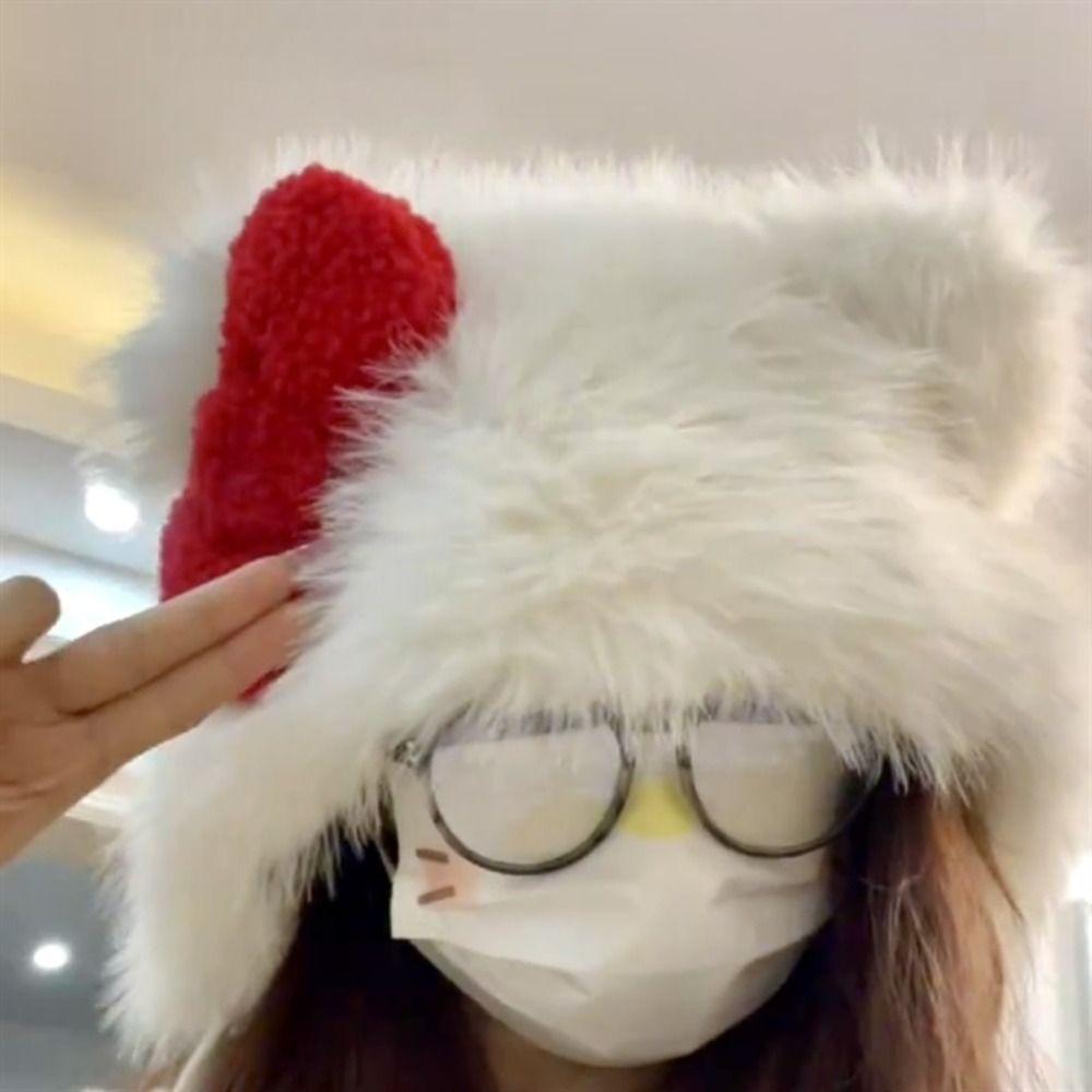 Korean Style Bow Beanie Hat Windproof Ear Protection Hat Fashion Plush Beanie Hat  Winter
