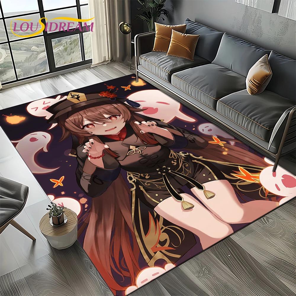 2025 New Genshin Impact Character Solo Cartoon Game Carpet Rug for Living Room Bedroom Home Sofa Decoration,Non-slip Floor Mat
