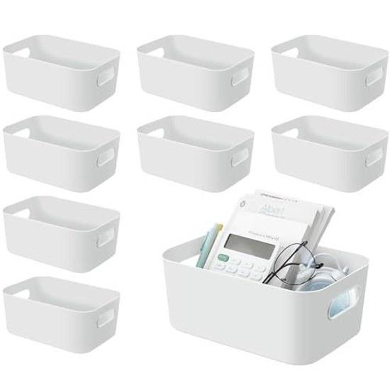 Storage Basketstorage Boxsmall Item Casewhiteplasticpolypropylene Caseset 10miscellaneous Organizationdesktop Storagewith Handlesbasketstoragesmall