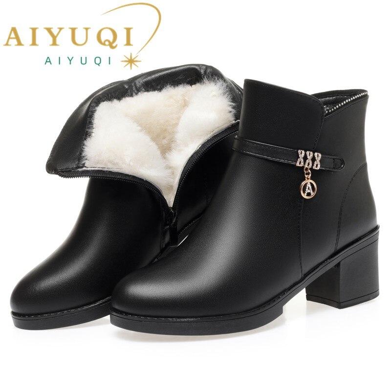 

Женские ботинки, зимние женские полусапоги из натуральной кожи большого размера, женские ботильоны из натуральной шерсти