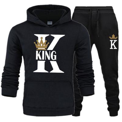 Lovers Couple KING QUEEN Print Hoodie Suits 2 Piece Hoodie and Pants Men Women Hoodie Set Tops Classic Fashion Sportwear Outfit