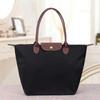 Classic Solid Color Lady Oxford Cloth Shopping Bag Nylon Shoulder Handbag Foldable Storage Bag