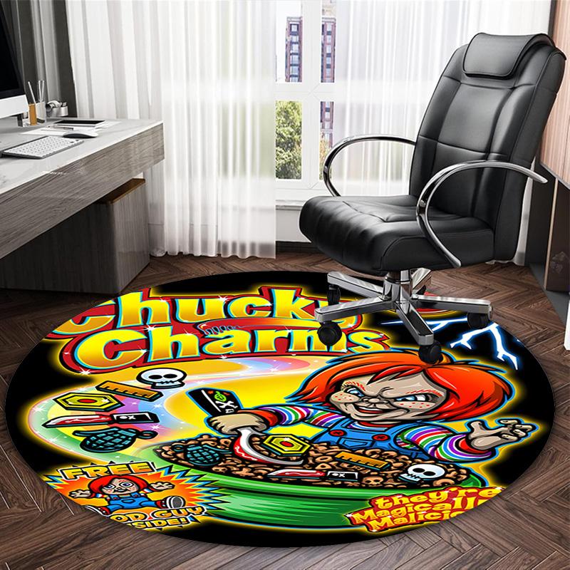 1pc Chucky3 Print Round Carpet Chair Round Carpet Suitable for Bedroom Living Room Home Decorative Carpet