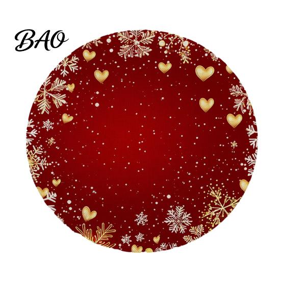 Tapis de Table Rond Antidérapant Décoration de Cuisine Motif Festif de Noël 14 Pouces Protecteur de Table Anti-Taches Résistant à la Chaleur Pad d'Isolation de Table