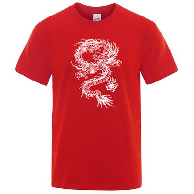 Chinese Style White Dragon Men Women Tshirts Fashion Breathable T Shirts Loose Cotton Tee Clothing High Quality Brand T-Shirt