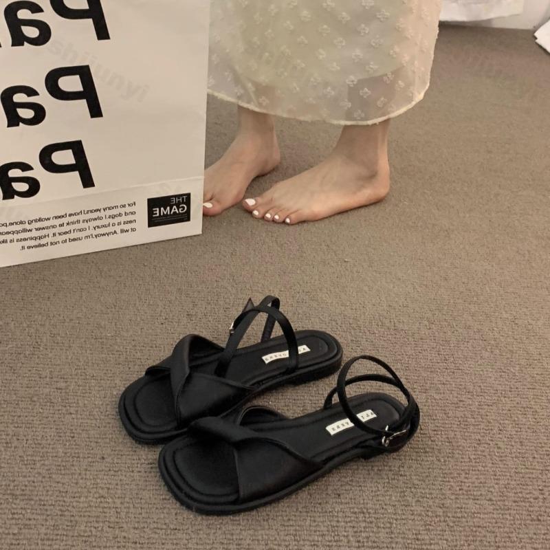 Summer Womens Sandals Comfortable Breathable Fashion Soft Outdoor Beach Shoes 2026 New Square Toed Flat Shoes Sandalias De Mujer