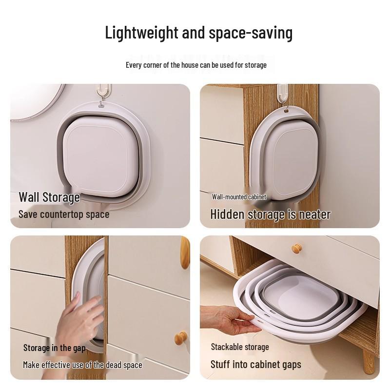 Hordozható Összecsukható Utazó Mosdótál: Kompakt, összenyomható megoldás kollégiumokba, felnőtteknek és mosodába.