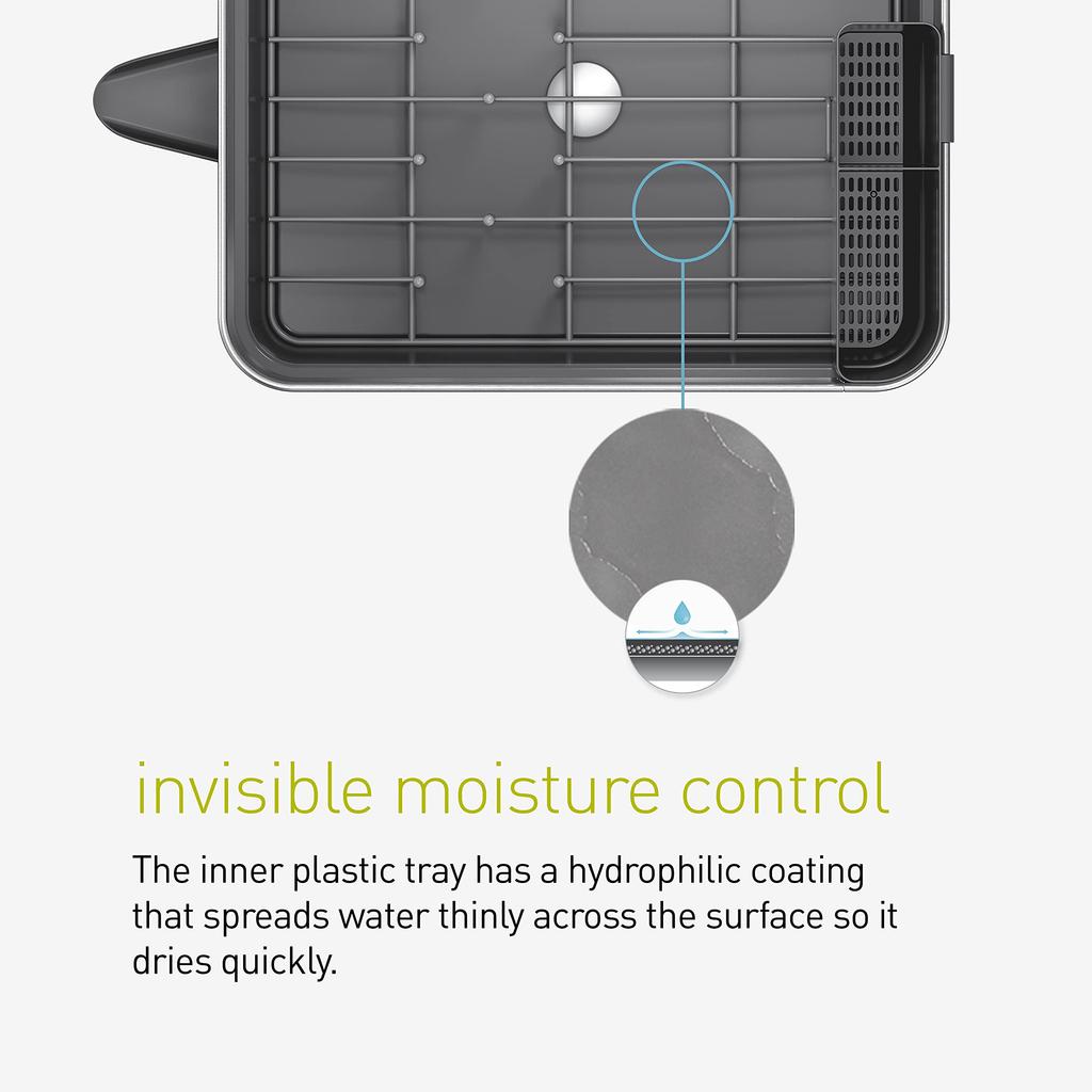 Simplehuman Compact Dish Drainer Stainless Steel Dish Rack with Residue Resistant Coating Simplehuman