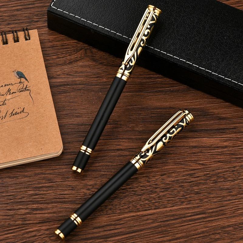 Black Business Gift Metal Signature Pen, School Office Stationery Writing Supplies Ballpoint Pen