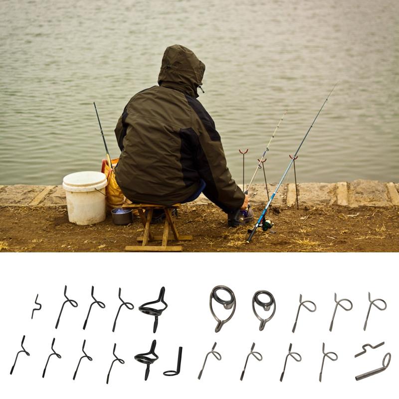 High Quality Stainless Steel Fly Rod Guide Set Fishing Rod Guides Tips Parts Durable DIY Eye Rings Fishing Accessories
