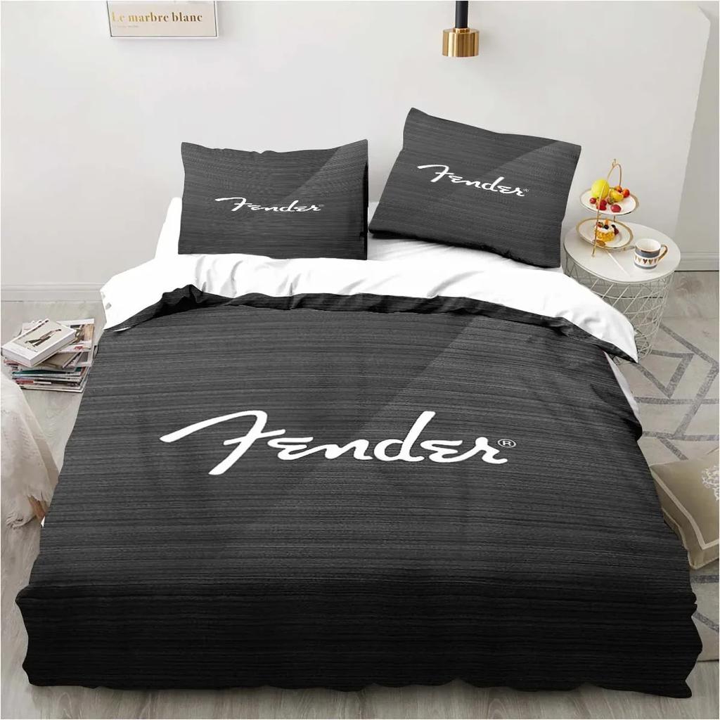 Set Biancheria da Letto 3 Pezzi Piumone Fender Letto Singolo Musicale Set Chitarra Copripiumone Letto Matrimoniale King Tessile per la Casa