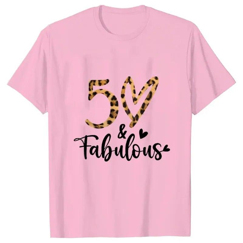 Women 50th Birthday Party T-shirts Birthday Squad Crew Tee Chapter Hello 50 Fabulous Leopard Graphic Tops Harajuku Summer Tshirt