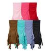 2026 Womens Off-Shoulder Tube Top Bodycon Asymmetrical Hem Pleated Maxi Dress Solid Color Street Chic