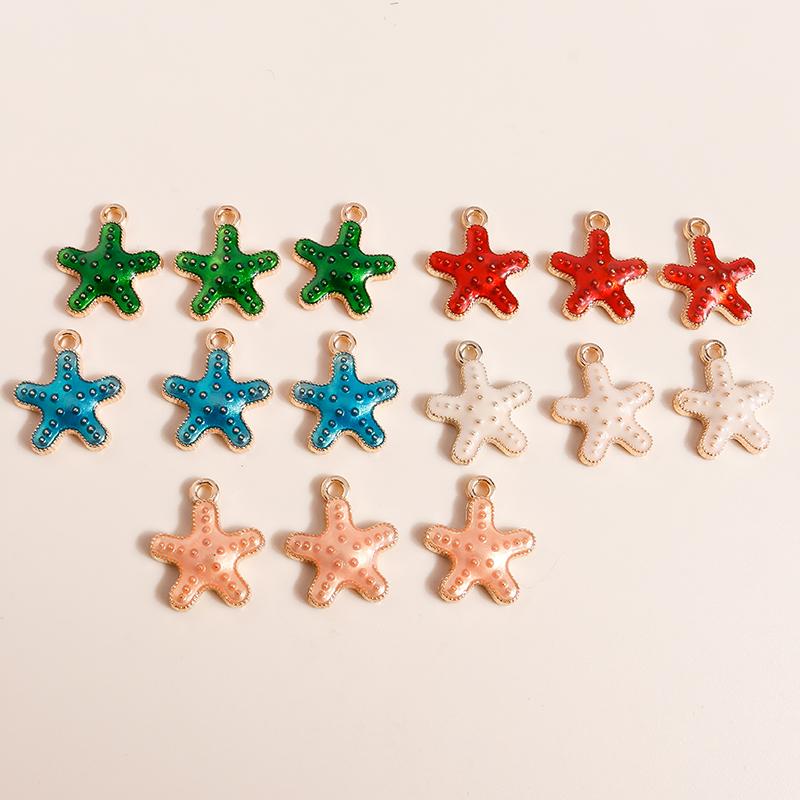 10pcs Cute Marine Life Charms for Jewelry Making Enamel Starfish Shell Mermaid Charms Pendants for DIY Necklaces Earrings Gifts