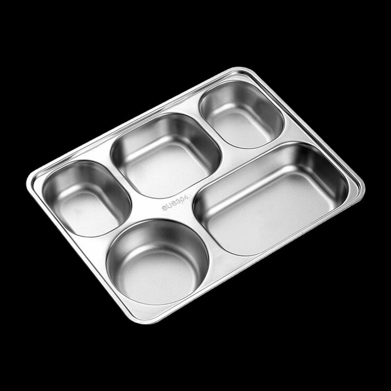 NHZHIW 304 Stainless Steel Five-Compartment Meal Plate